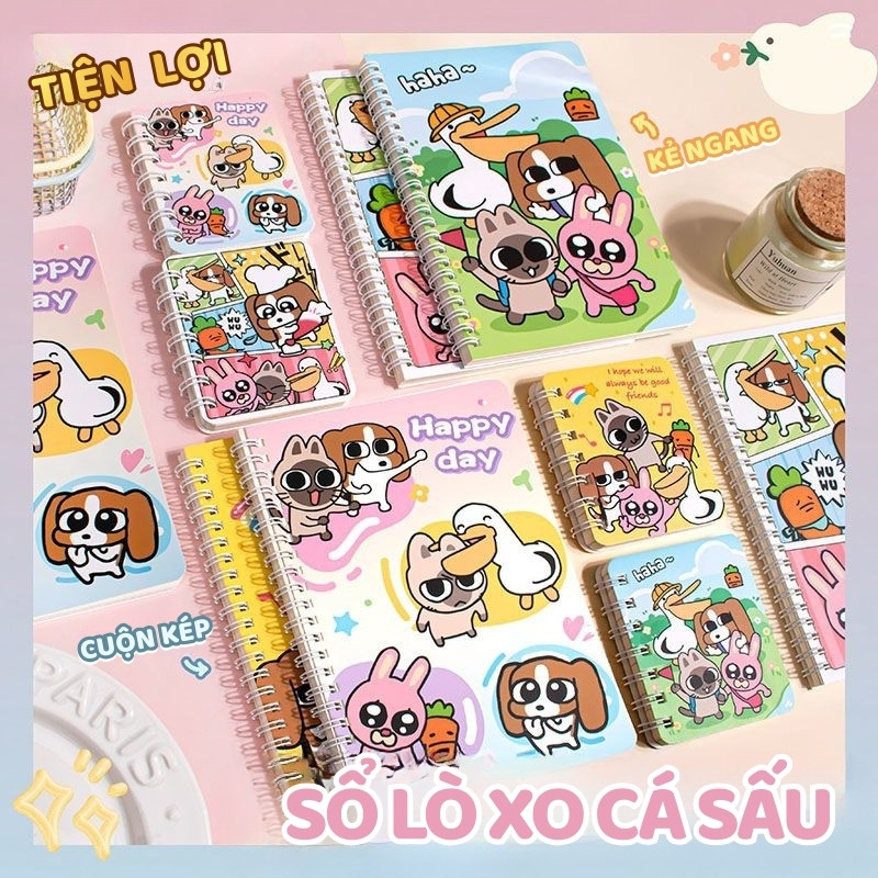 Sổ A5 Lò Xo Hoạt Hình 60 Trang – Sổ Tay Cute Dành Cho Học Sinh, Ghi Chép Mọi Lúc
