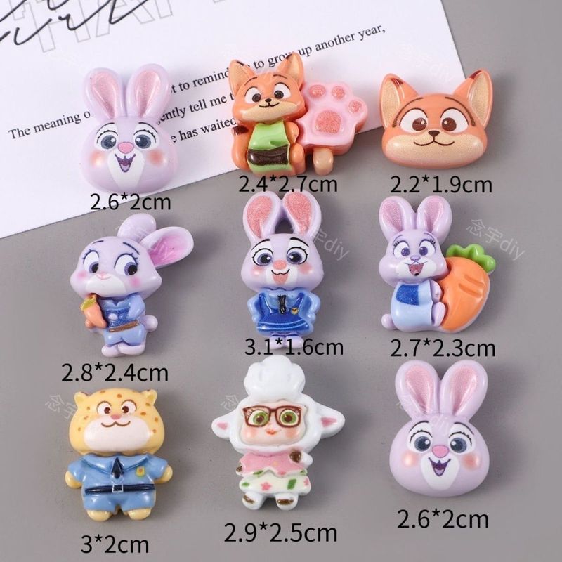 Zootropolis DIY Ốp Lưng Quyến Rũ Phụ Kiện Zootopia Tóc Điện Thoại Kẹp 2cm Hoạt Hình Động Vật Móc Khóa Trang Trí Nhựa