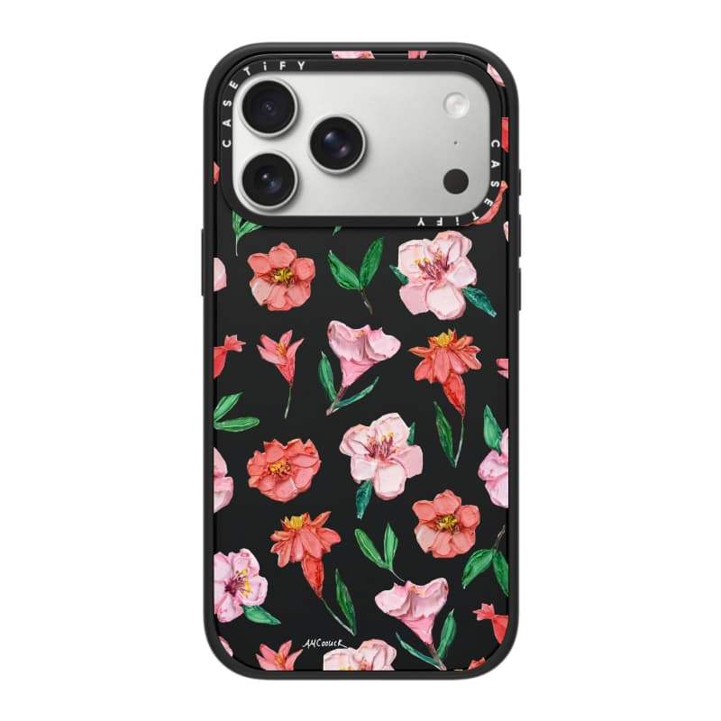CASECASE X Peach & Coral Blooms Case White Camera Ring Edition Matte Đen Cứng Hút Từ Tính Tác Động Dành Cho Apple IPhone 13 14 15 16 17 Pro Max Air Plus Có Hộp
