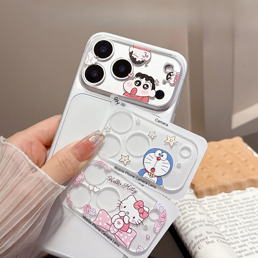 Phim hoạt hình dễ thương Stitch Hello Kitty Kính cường lực Phim ảnh cho iPhone 17 Pro Max / 17 / 16 Pro / Bảo hiểm toàn diện Bảo vệ camera điện thoại