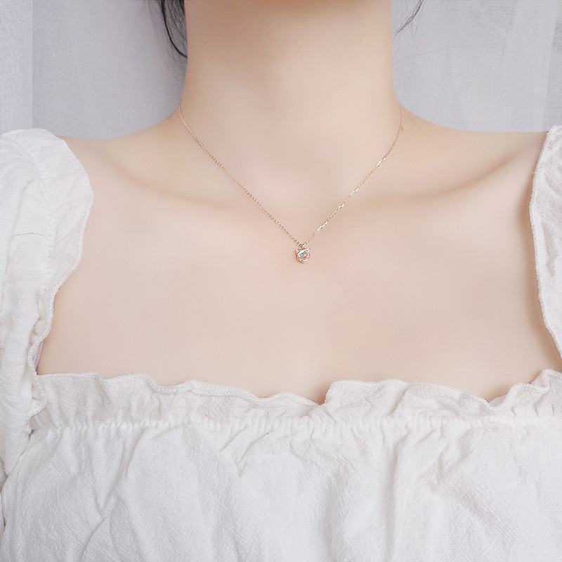 Vòng cổ mèo nhỏ phong cách sinh viên dễ thương bằng bạc S925