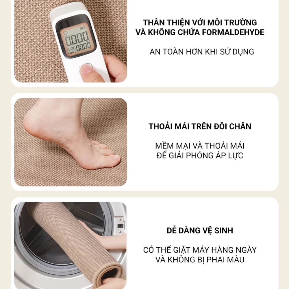 Thảm Lau Chân Vải Lanh Cao Cấp, Khô Nhanh, Chống Trượt An Toàn