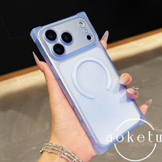 Thích hợp cho iPhone 17promax Ốp điện thoại vuông 17Air Apple 16pro bốn góc chống rơi 15pro Ốp mềm từ tính 13promax mờ trong suốt 16plus có vỏ màng ống kính