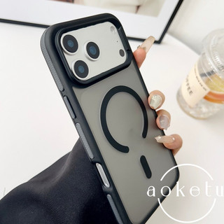 Đường viền chặn màu thích hợp cho vỏ điện thoại Apple 17promax, vỏ bảo vệ acrylic 16pro mờ iPhone Air dày, 15 vỏ cứng từ tính chống trượt