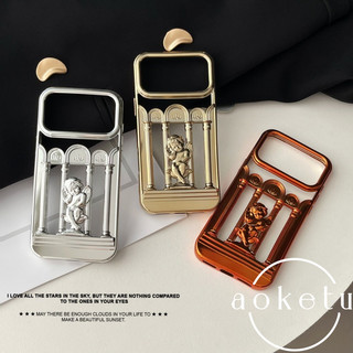 Ba chiều rỗng trụ cột La Mã Mỹ thiên thần thích hợp cho vỏ điện thoại iPhone 17 Promax iPhone 16 Pro mạ điện 15 / 14 niche 13 / 12 Promax sáng tạo chống rơi