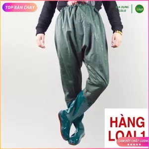 Ủng Quần 2 Lớp Làm Ruộng Làm Ao Màu Xanh Rêu - Ủng quần lội nước câu cá đến bụng Loại 1