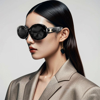 Kính mát màu đen hình bầu dục thời trang cho nam và nữ
