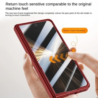 Dành Cho Huawei Honor Magic V5 Ốp điện thoại Da PU Sang Trọng Ống Kính Đứng Bảo Vệ Mặt Sau Cho Magic V5 Bao Gồm Tất Cả Lò Xo Bản Lề Bao Gồm