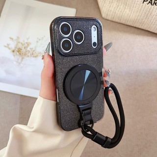 Màu Hồng Lấp Lánh Bột Xoay 360 Độ Đứng Wrsit Dây Đeo Ốp Lưng Điện Thoại iPhone 17Promax 17pro 12 13 14 15 16 Pro Max 11 Silicon Mềm Chống Sốc Nữ Vỏ Di Động