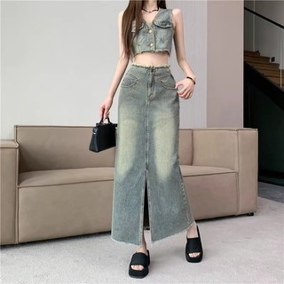 Bộ Váy Denim Nữ cao cấp trẻ trung và Áo không tay phong cách mùa Hè thoải mái