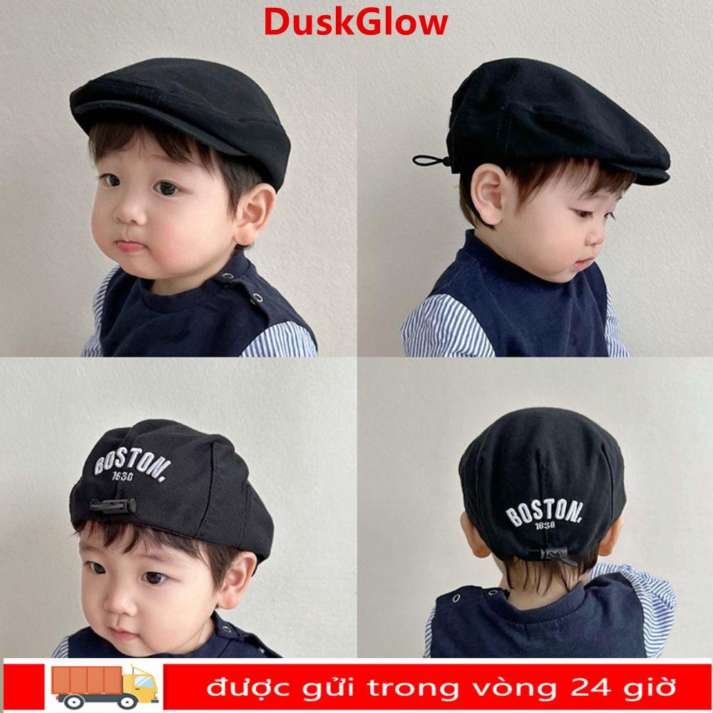 Mũ nồi DUSKGLOW, Mũ lưỡi vịt Denim cổ điển thoáng khí, Mũ lưỡi Cotton có dây rút có thể điều chỉnh màu trơn cho trẻ em