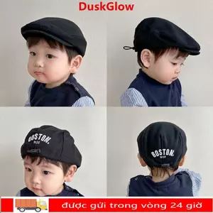 Mũ nồi DUSKGLOW, Mũ lưỡi vịt Denim cổ điển thoáng khí, Mũ lưỡi Cotton có dây rút có thể điều chỉnh màu trơn cho trẻ em