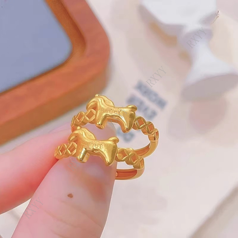 Nhẫn ngựa đồng xu nhẹ sang trọng dành cho nữ Nhẫn phù hợp tinh tế