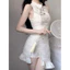 Đầm không tay sườn xám phong cách nữ, ômbody gợi cảm với viền xù và dáng đuôi cá cải tiến