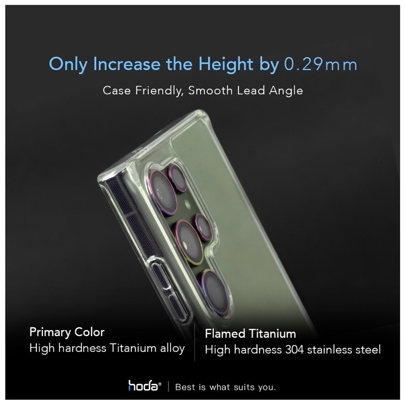 [Chính Hãng] Kính Cường Lực Camera Hoda Sapphire Cho Samsung S23/S24/S25/S26 Ultra - Viền Nhôm CNC, Chứng Nhận GIA