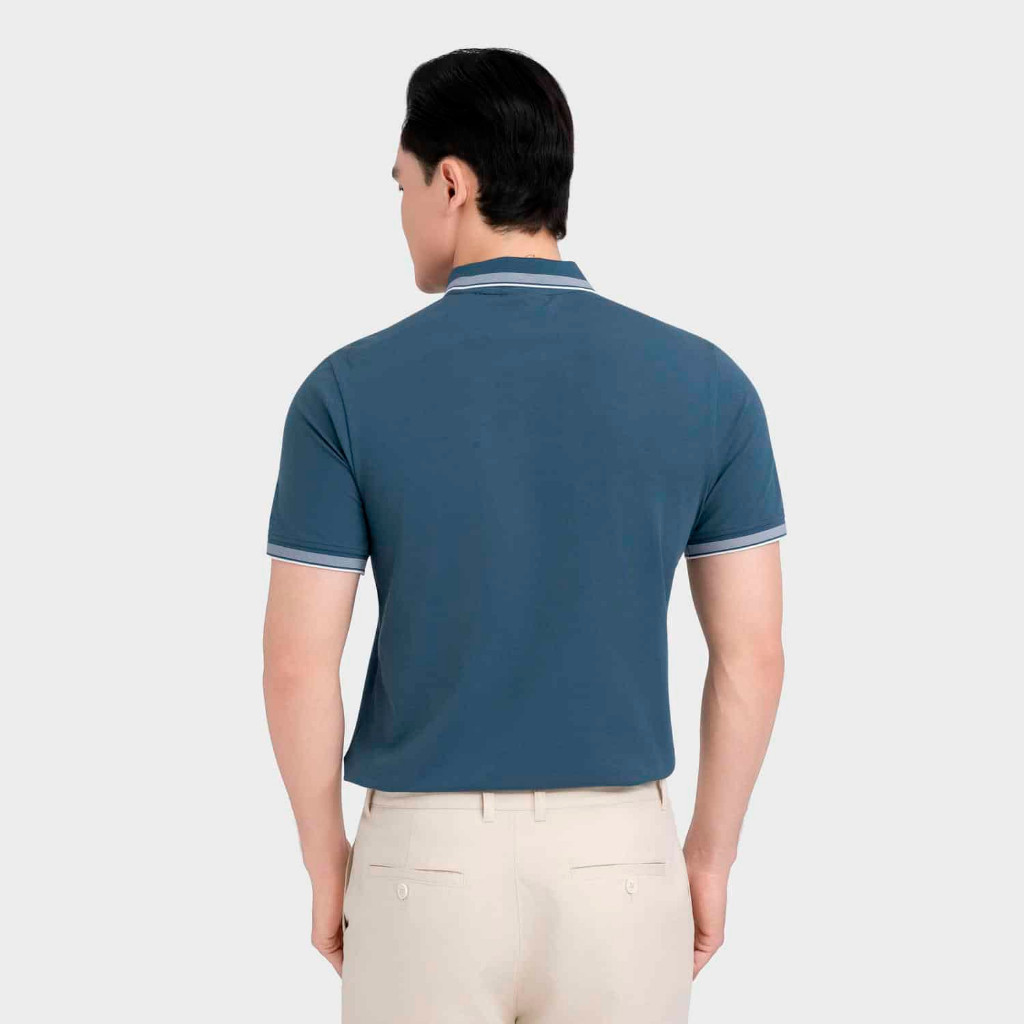 Áo Polo Nam Aristino Xanh Cổ Vịt Organic Cotton Khóa Kéo Sang Trọng Regular Fit APS010EDP01