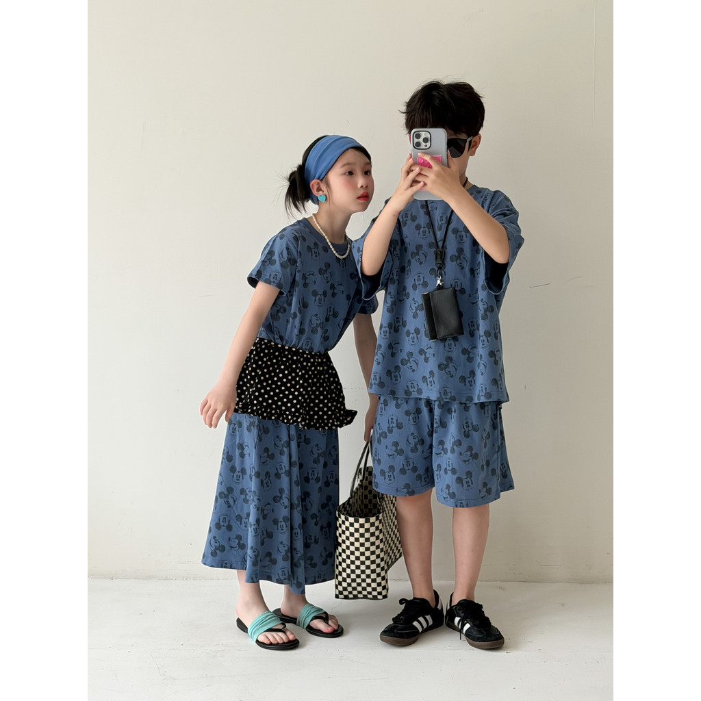 Bộ Đồ Trẻ Em In Hình Full Hoạt Hình Quần Short Tay Ngắn Bộ Đồ Hai Mảnh Trẻ Em Thường Ngày Anh Em Quần Áo