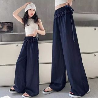 Quần chống muỗi cho bé gái mùa hè - quần ống rộng phối ren mỏng nhẹ thoáng mát phong cách Hàn