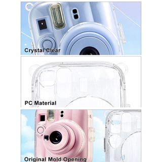 Camera tức thì HOBBYIN, Vỏ bảo vệ chống sốc dây đeo cầu vồng, Túi đeo vai trong suốt pha lê chống trầy xước cho chụp ảnh Fujifilm Instax Mini 13