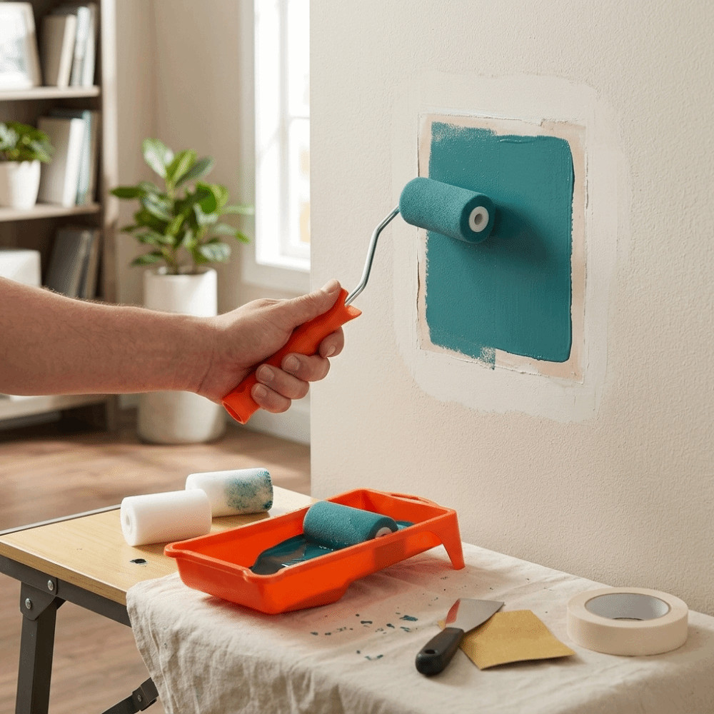 Bộ con lăn sơn NOTE1, Bộ cọ con lăn xốp mịn 2 inch, Dụng cụ vẽ tường đa chức năng thay thế chống rách chuyên nghiệp Sửa chữa tường