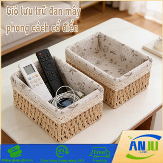 Giỏ đan Mây Lót Vải Theo Phong Cách Ins, đựng Mỹ Phẩm Và đồ ăn Nhẹ Trên Bàn, Trang Trí Nhà Cửa