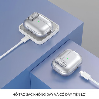 Ốp AirPods 4 TPU Trong Suốt  Chống Trầy Tặng Kèm Móc Khóa Hỗ Trợ Sạc Không Dây