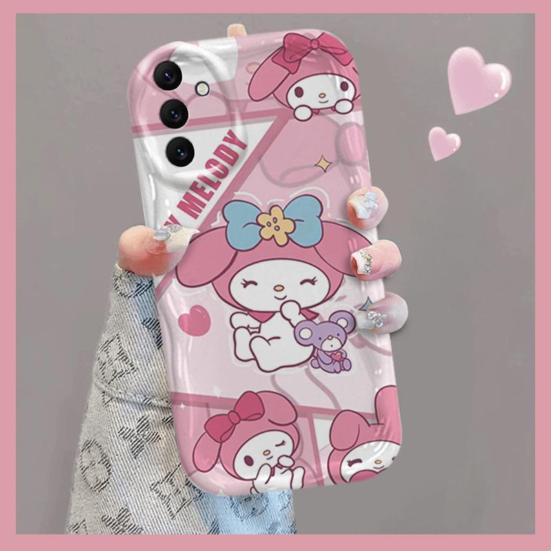 Ốp Cho Samsung A04S A05S A13 5G A14 A15 A16 A17 A25 A35 A55 A56 Phụ Kiện Silicon Hoạt Hình Kem 3D TPU Mềm Sanrio My Melody Vỏ Điện Thoại Chống Sốc
