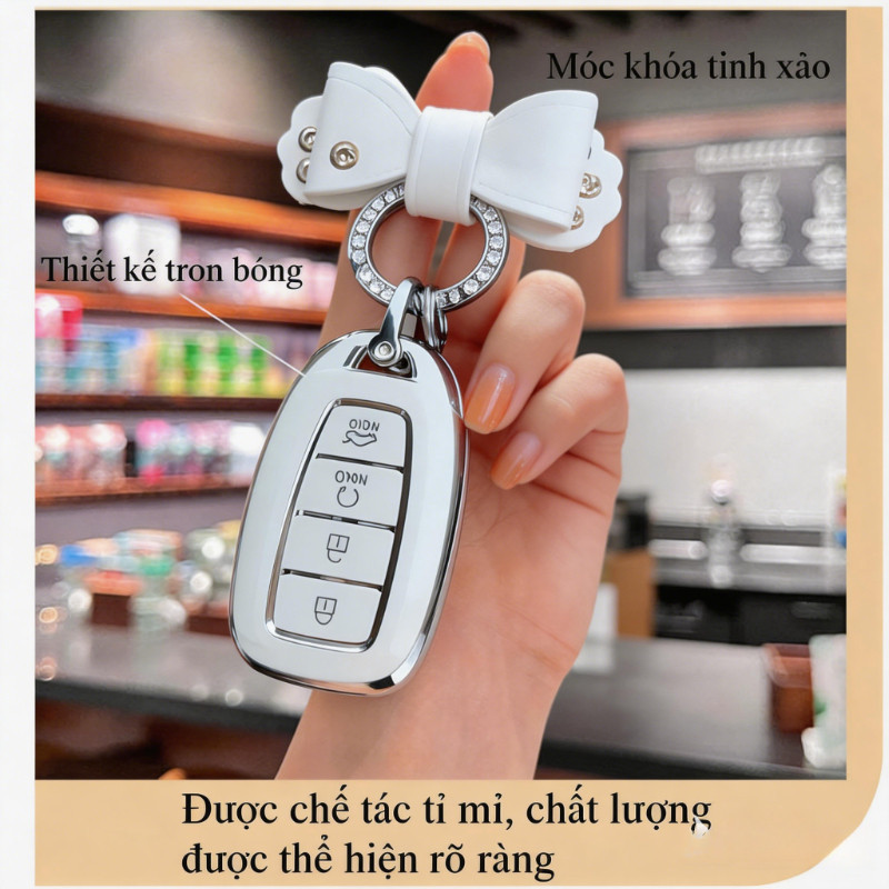 Ốp Chìa Khóa TPU Cao Cấp Cho Xe Accent 2022-2026, Elantra 2021-2026 - Chống Trầy, Bảo Vệ Smart Key