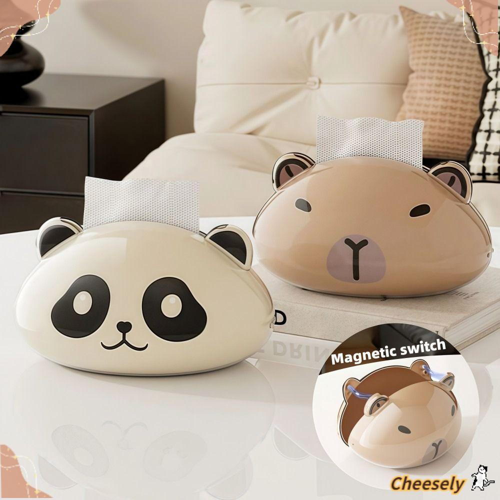 Hộp đựng khăn giấy Capybara CHEESELY, Hộp đựng khăn giấy từ tính chiết xuất, Phim hoạt hình dễ thương Dung tích lớn Hộp giấy vệ sinh mịn màng Trang trí nội thất