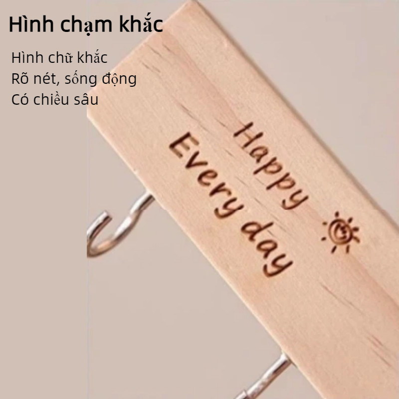 Giá treo chìa khóa gỗ tự nhiên, thiết kế sáng tạo, dán tường không cần khoan, lưu trữ gọn gàng