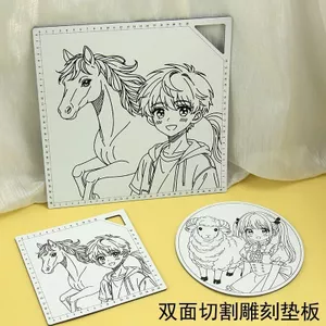 Yao Craftsman Cắt Lưng Ban Hai Mặt Thảm Bàn Họa Tiết Hoạt Hình Bàn Mềm Thảm Khắc Bộ Bút Kích Thước Lớn Vẽ Lưng Ban 0414
