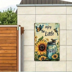 CIFbuy Vintage Kim Loại Tín Hiệu Mộc Mạc Hướng Dương Bướm Treo Tường Nghệ Thuật Trang Trí