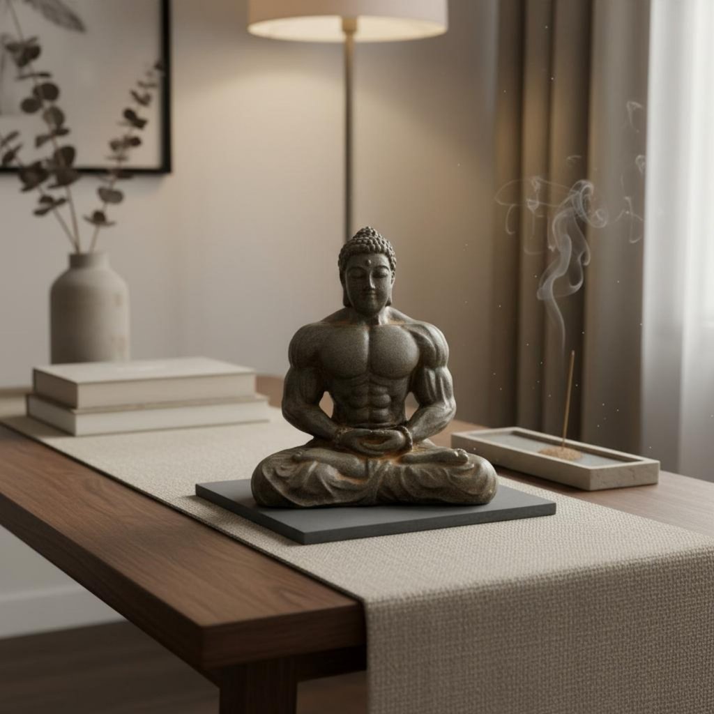 Thiết Kế Sáng Tạo Tượng Phật Cơ Bắp Thiết Kế Vintage Tập Thể Hình Phật Hình Chắc Chắn Cảm Giác Cho Người Hâm Mộ Thể Dục, Máy Tính Để Bàn, Văn Phòng, Phòng Tập Gym