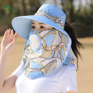 Mũ chống nắng Springevenstar vành rộng thoáng khí cho phụ nữ mùa hè với họa tiết người cá, phù hợp làm vườn và hoạt động ngoài trời, kèm mặt nạ tháo rời.