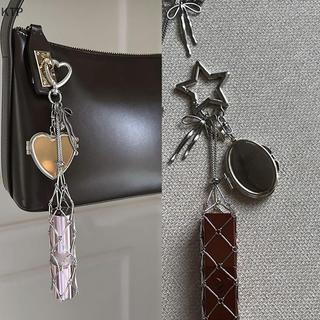 [Ktp] kim loại Net Son môi Keyring chủ với gương, xách tay Lip Balm trường hợp túi quyến rũ