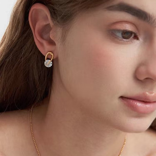 Bông tai zirconia kim cương xoay được, kim loại nhỏ gọn, thiết kế tinh tế phong cách Hàn Quốc thời trang