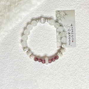 Vòng tay đính cườm ánh trăng trắng với khóa an toàn - Style Trung Quốc
