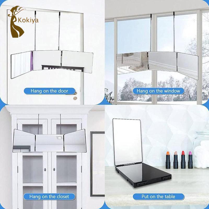 Gương Ba Mặt Có Thể Gập Lại Thiết Kế Gấp Ba Chiều Cao Có Thể Điều Chỉnh Đèn LED Cho Nam Cạo Râu Nữ Nhuộm Tóc Bện