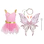 Nyeemya Bé Gái 5 Miếng Bướm Cổ Tích Trang Phục Ruffle Tay Bay Lưới Lớp Phủ Leotard Đồ Bơi Công Chúa Có Cánh Bướm Vòng Hoa Tai Và Bộ Dính