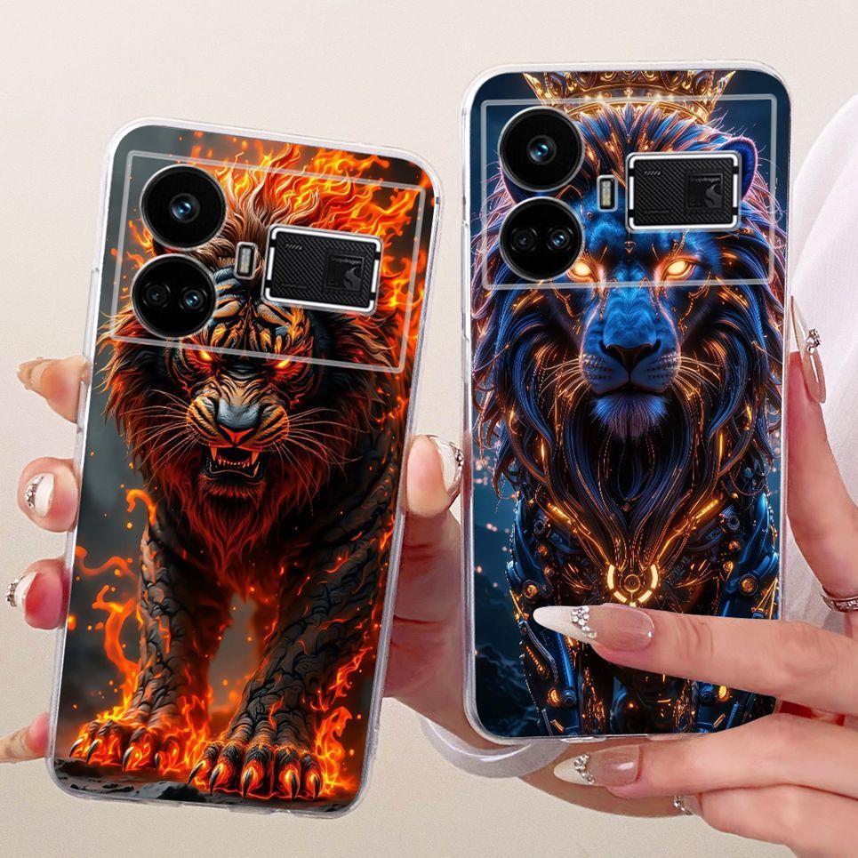 Dragon Cut Phim Hoạt Hình Mèo Vỏ Cho Realme GT5 240W GT 5 5G RMX3820 RMX3823 Vỏ Điện Thoại Silicon Mềm Trong Suốt Sư Tử Hổ