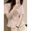 Áo sơ mi ngắn tay nữ phiên bản Hàn Quốc, cổ búp bê màu hồng, cảm giác mát mẻ