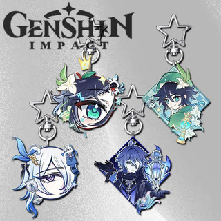 Game Genshin Impact Venti Neuvillette Flins Cosplay Keychain Kawaii Acrylic Keyring Key Chain Bag Charm Decoration