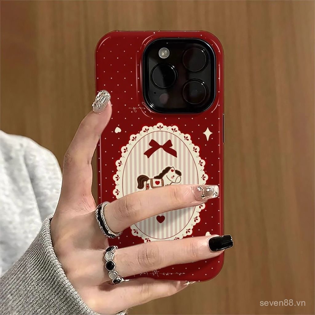 Ốp Điện Thoại Thích Hợp Cho iPhone 7 8 X XS XR XSMAX 11 12 13 14 15 16 17 Pro max Plus Air Polka Dot Pony Vỏ Bảo Vệ Chống Sốc Hai Trong Một Bao Gồm Tất Cả 4JQL