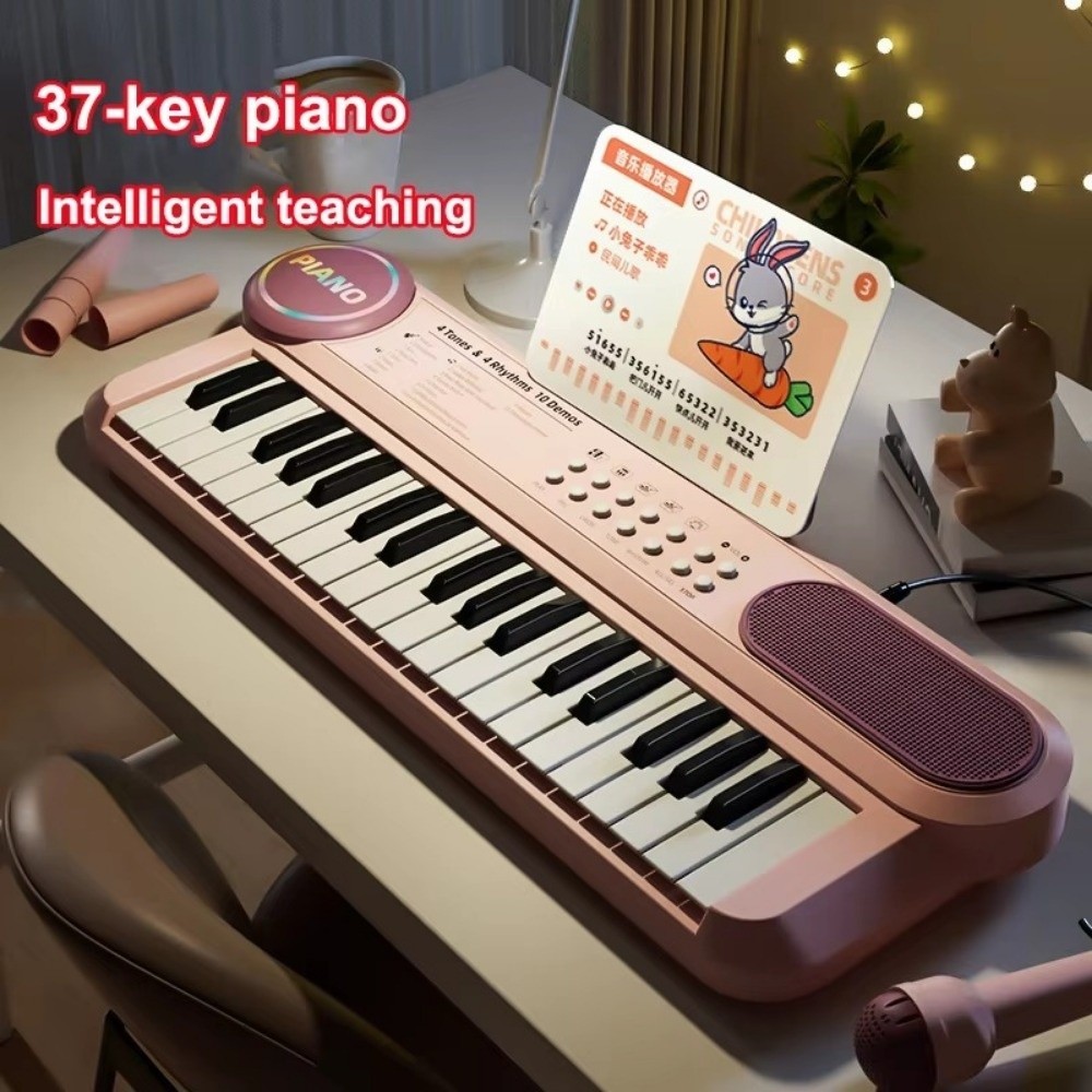 Đồ chơi âm nhạc DELMER, có micrô 37 phím Bàn phím đàn piano trẻ em, Đồ chơi giáo dục Sinh nhật điện tử Đàn piano điện tử đa chức năng Chơi tương tác
