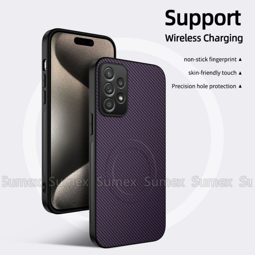Ốp Điện Thoại Sợi Carbon Siêu Mỏng Cho Samsung Galaxy A73 A72 A53 A52 A52S A33 A32 A23 A22 A13 A12 A05 A05S A04S 4G 5G Vỏ Vòng Sạc Từ Tính Chống Sốc Ốp Lưng