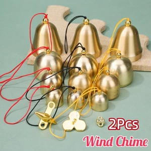 2 Chiếc Chuông Jingle Kim Loại Đồng Nguyên Chất Chuông Mini Vintage Chuông Gió Trung Quốc Năm Mới Mặt Dây Chuyền