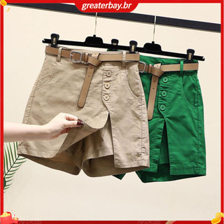 Quần short Mini màu trơn Quần short chân giảm béo Quần short váy cạp cao sành điệu có túi chia bên hông Hợp thời trang Đông Nam Á dành cho nữ