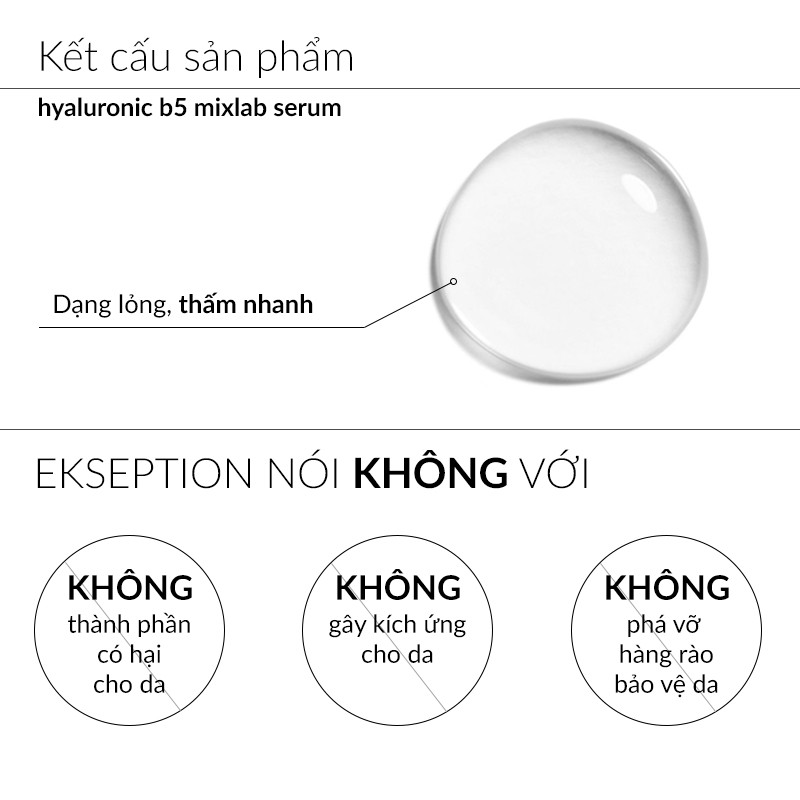 Serum Ekseption Hyaluronic B5, HA + 5% B5 dưỡng ẩm phục hồi da 75ml