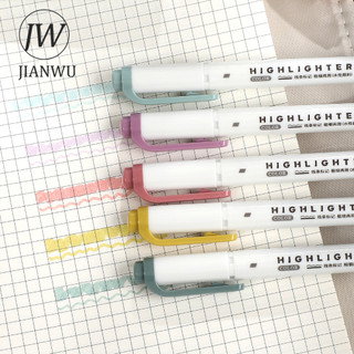 JIANWU 5 Cái / bộ Vintage Macaron Morandi Màu Tạp Chí Chất Liệu Hai Đầu Highlighter Sáng Tạo Đồ Dùng Học Sinh Văn Phòng Phẩm