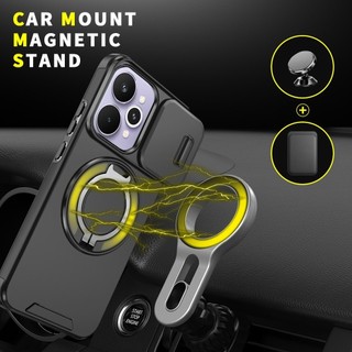Ốp Lưng Cho Realme 15 Pro Realme15Pro 5G 2025 Trượt Ống Kính Máy Ảnh Giáp Chống Sốc Ốp Điện Thoại Stent Đẩy Bảo Vệ Ống Kính Máy Ảnh Mặt Sau Bìa Cứng Giá Đỡ Vòng Từ Tính Dễ Thương